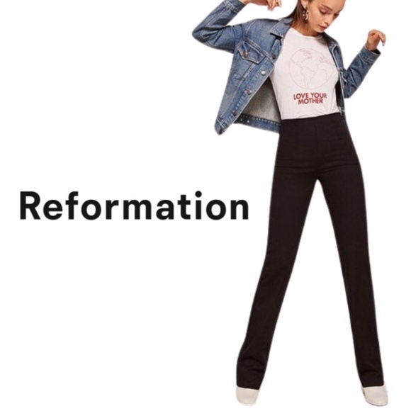 Reformation Black Cara Wide Leg Stretch Pant - Size 6 - Picture 1 of 13